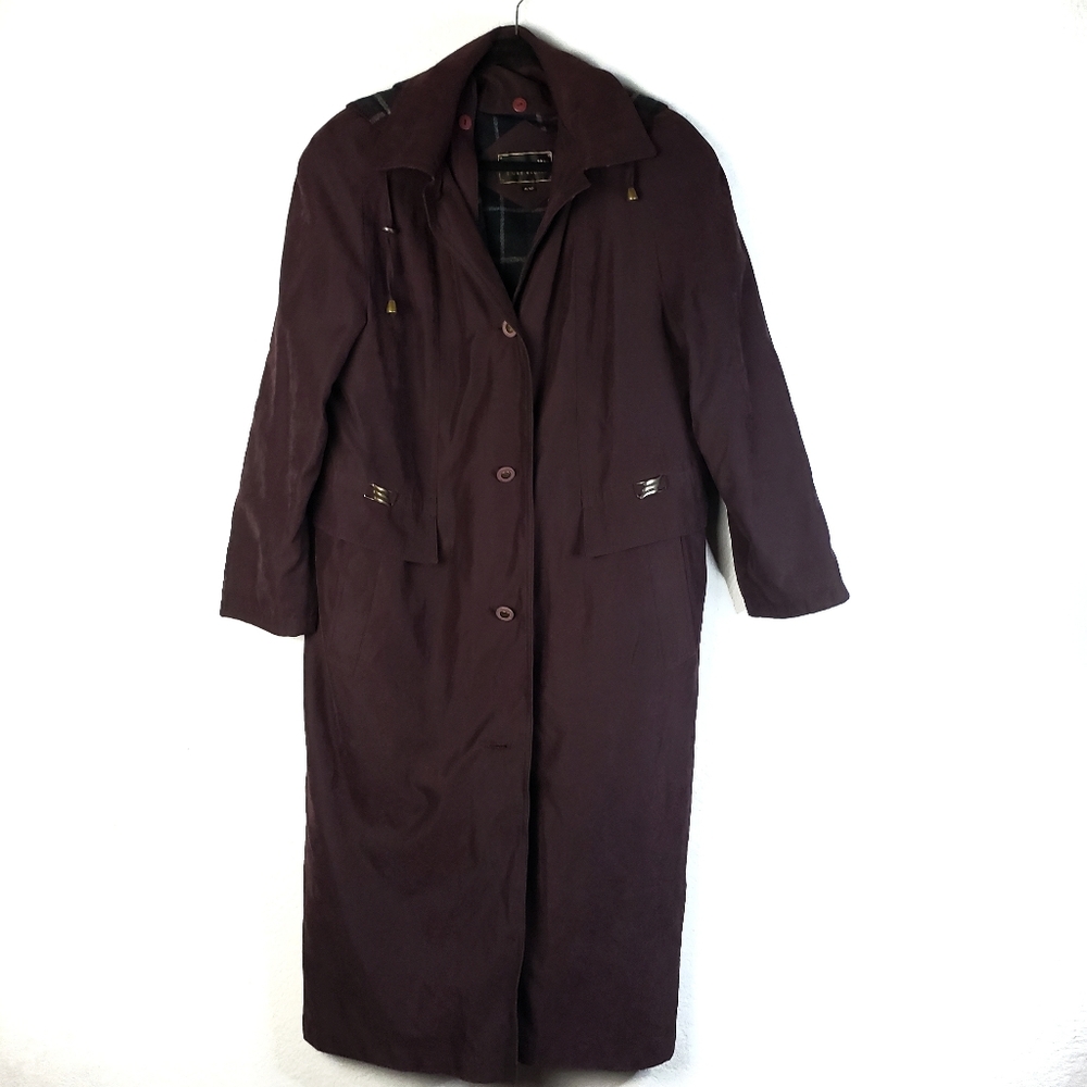 Fen-nelli VINTAGE size 12 plum plaid hooded coat